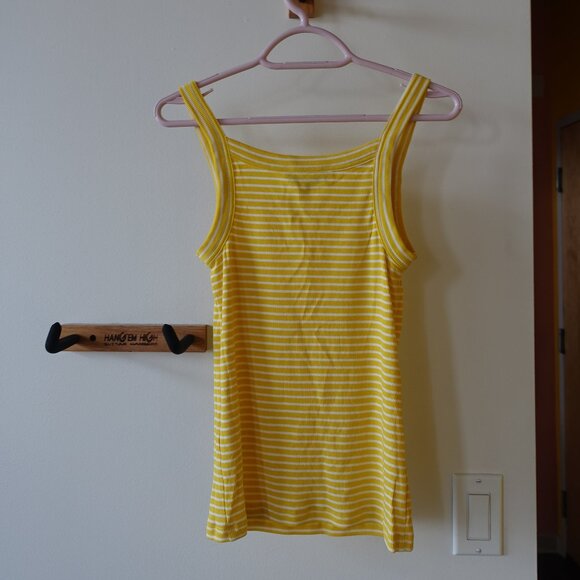 BR Banana Republic "the 90s tank" yellow stripe ribbed tank top S SM Small - Picture 8 of 11